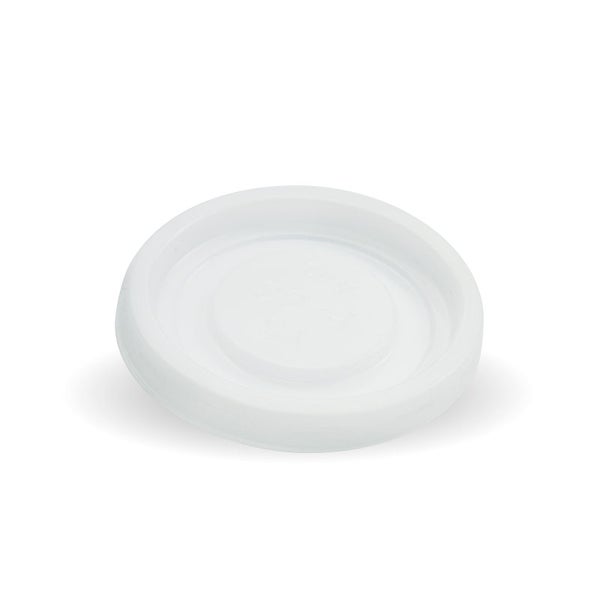 BIOPAK 63mm / 4oz White PS No Hole BioCup Lid 1000 Units - Hospitality Connect