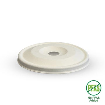 BIOPAK  80mm Plant Fibre Flat Cold Paper BioCup Lid 1000 Units - Hospitality Connect