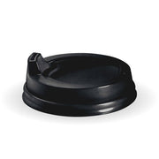 BIOPAK 80mm Small Black PS Sipper BioCup Lid 1000 Units - Hospitality Connect