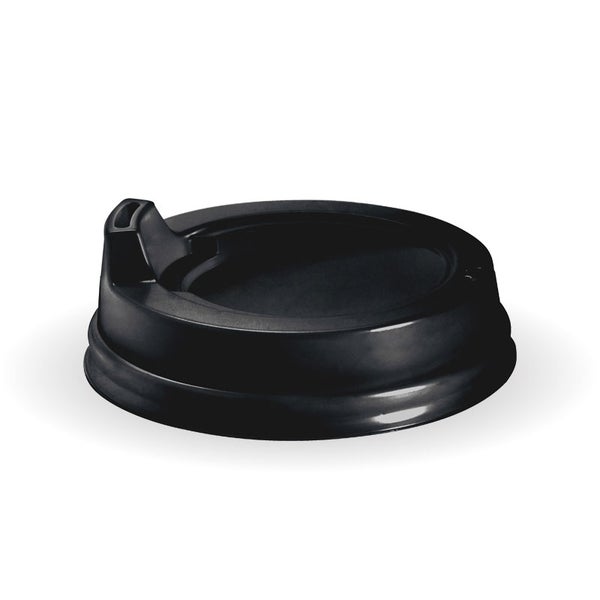 BIOPAK 80mm Small Black PS Sipper BioCup Lid 1000 Units - Hospitality Connect