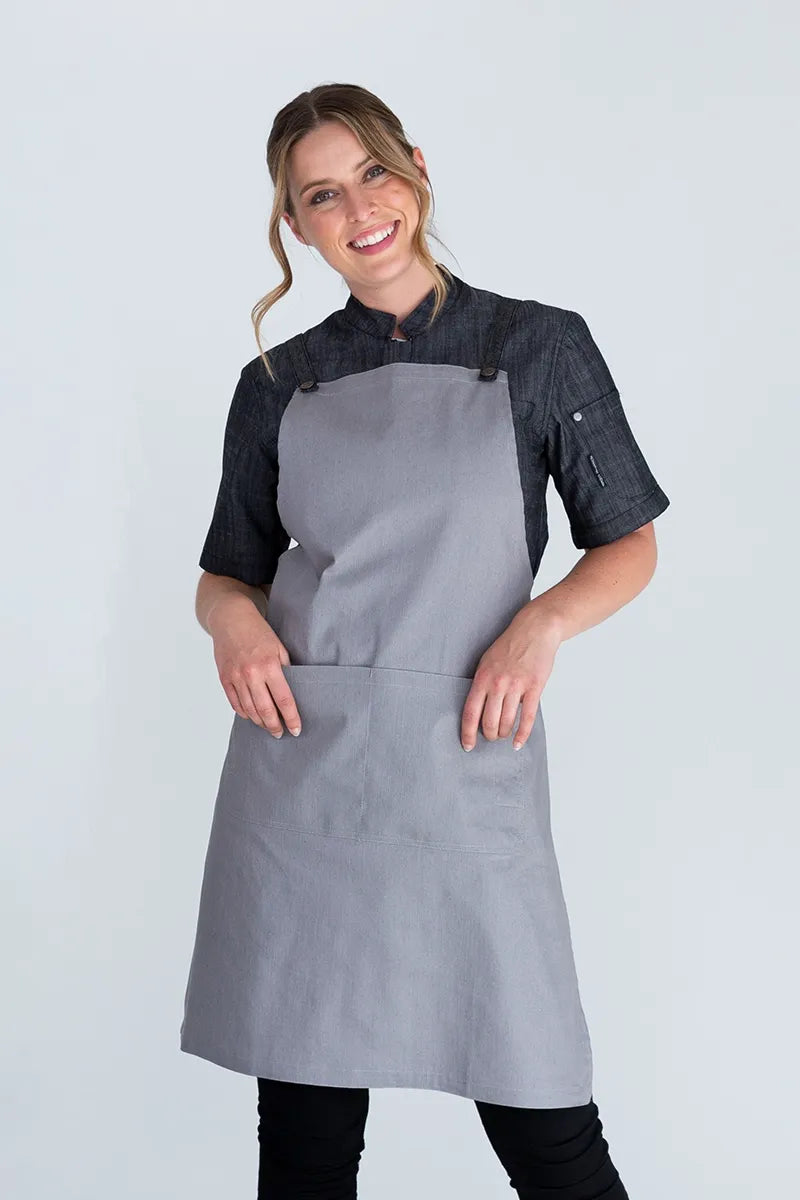 Aussie Chef Bella Ash Grey - Charcoal Straps Aprons