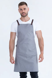 Aussie Chef Bella Ash Grey - Chocolate Straps Apron
