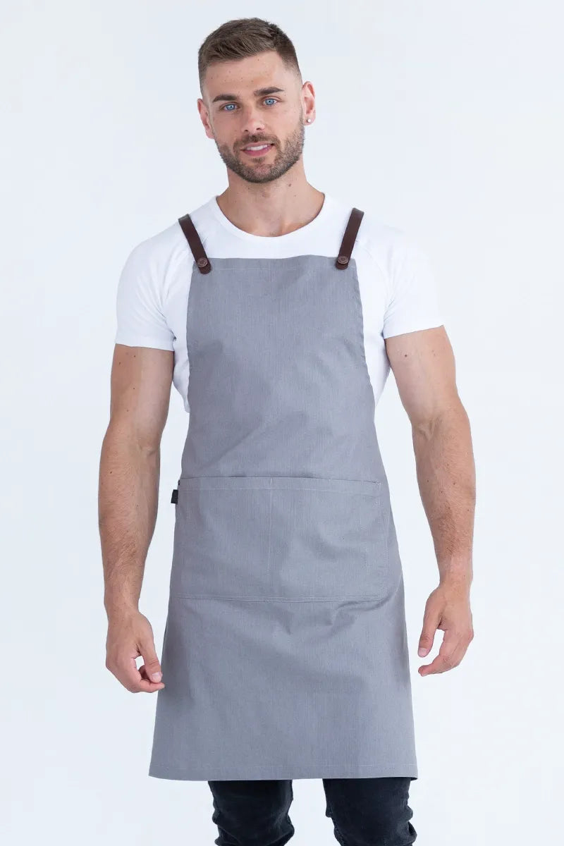 Aussie Chef Bella Ash Grey - Chocolate Straps Apron