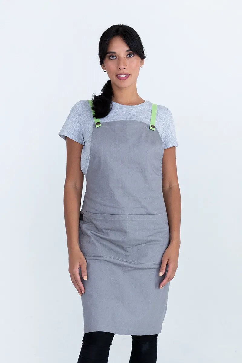 Aussie Chef Bella Ash Grey - Lime Straps Apron