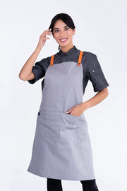Aussie Chef Bella Ash Grey - Tangerine Straps Apron