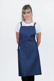 Aussie Chef Bella Blue - Tan Straps Apron