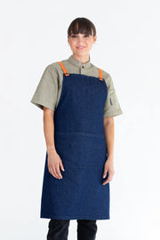 Aussie Chef Bella Blue - Tangerine Straps Apron