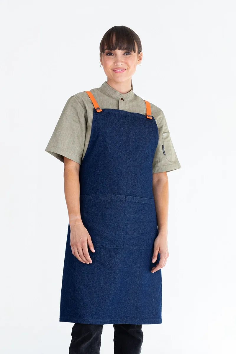 Aussie Chef Bella Blue - Tangerine Straps Apron