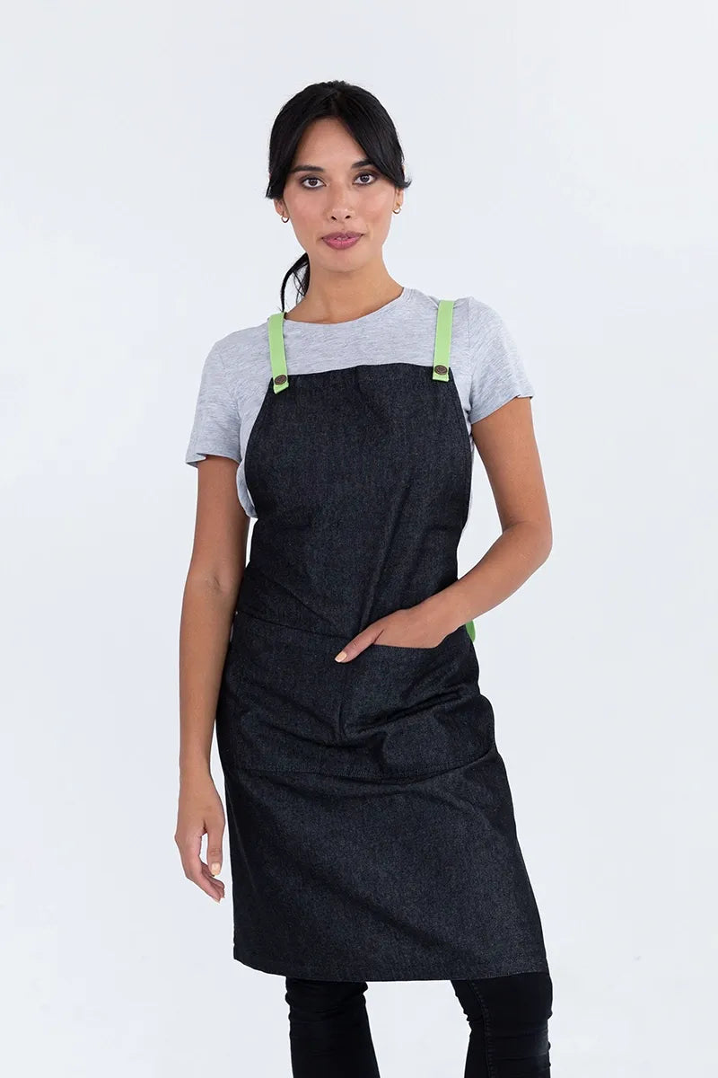 Aussie Chef Bella Charcoal Grey - Lime Straps Apron
