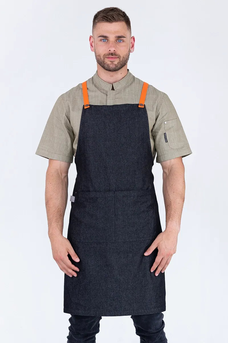 Aussie Chef Bella Charcoal Grey - Orange Straps Apron