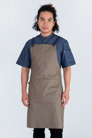 Aussie Chef Bella Latte Brown-Blue Straps Aprons