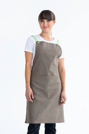 Aussie Chef Bella Latte Brown - Lime Straps Apron