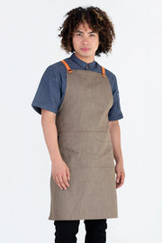 Aussie Chef Bella Latte Brown - Tangerine Straps Apron