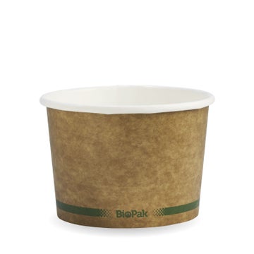 BIOPAK 550ml / 16oz Kraft BioBowl 500 Units