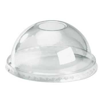 BIOPAK 300-700ml Dome 22mm Hole Clear BioCup Lid 1000 Units - Hospitality Connect