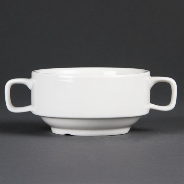 Olympia Whiteware Soup Bowl with Handles - 10.5cm 4" 14oz (Box 6) - Hospitality Connect