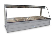 Roband Curved Glass Hot Food Display Bar, 10 pans double row with roller doors C25RD