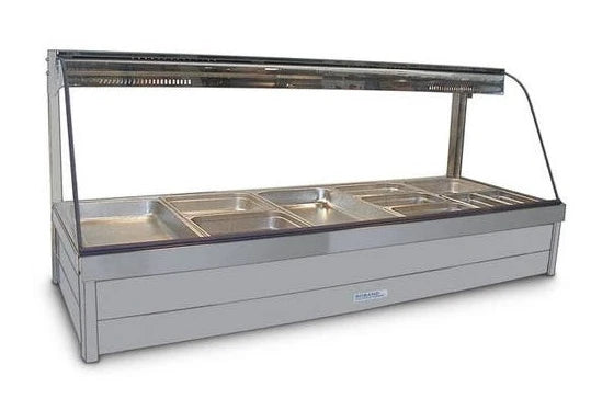 Roband Curved Glass Hot Food Display Bar, 10 pans double row C25