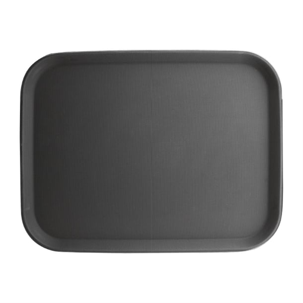 Olympia Kristallon Rectangular Tray Black Anti-Slip Plastic 356x458mm - Hospitality Connect