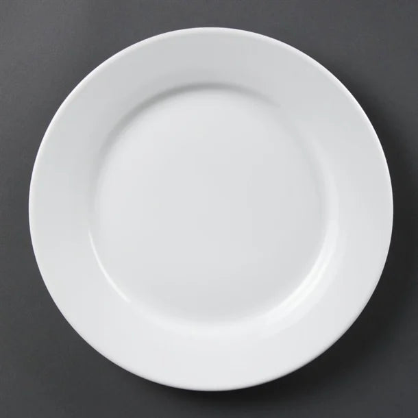 Olympia Whiteware Wide Rimmed Plate - 25cm 10" (Box 12) - Hospitality Connect