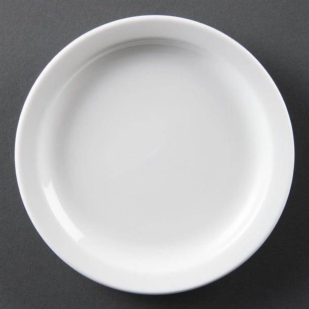 Olympia Whiteware Narrow Rimmed Plate - 20cm 8" (Box 12) - Hospitality Connect