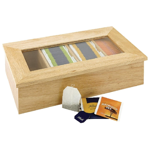 Olympia Tea Box with Lid 4 Compartment - 90x335x200mm 3.5x13x7.75" - Hospitality Connect