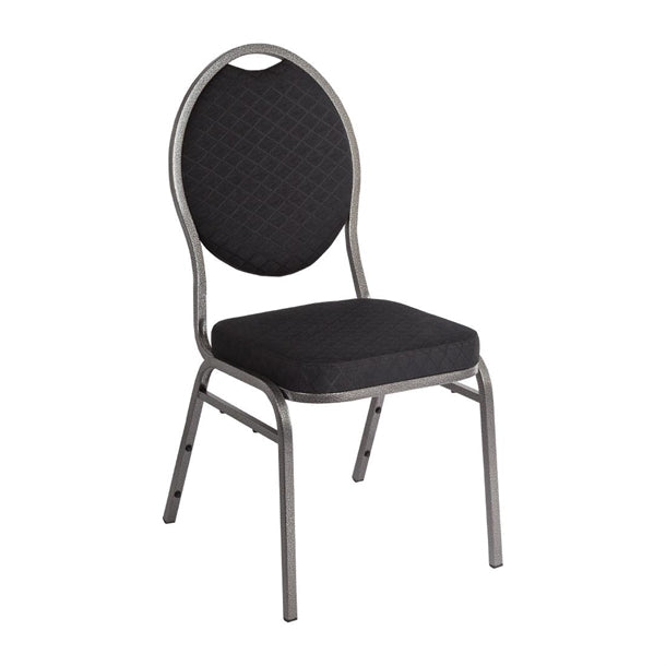 Bolero Steel Banqueting Chair Oval Back with Black Plain Cloth (Pack 4) CE142
