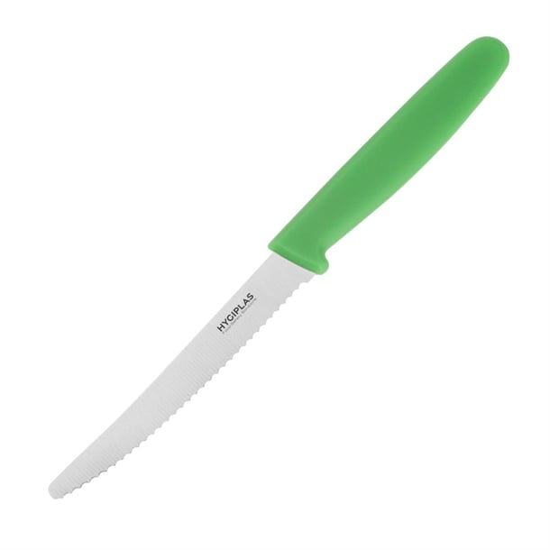 Hygiplas Tomato Serrated Knife Green - 4" - Hospitality Connect