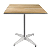 Bolero Square Pedestal Bistro Table Ash & Alu Top - 700mm - Hospitality Connect