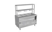 Culinaire Island Bain Marie with Double Gantry & Heat Lamps to Bottom & Top Shelves 4 Bays CH.BMH.I.GDD.4. - Hospitality Connect