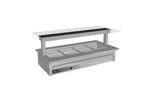 Culinaire Drop In Counter Line Bain Marie with Flat Glass Gantry 4 Bay CH.B,CD.GSF.4. - Hospitality Connect