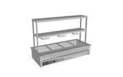 Culinaire Drop In Bain Marie with Double Gantry & Heat Lamps 3 Bay CH.BM.D.GDB.3. - Hospitality Connect