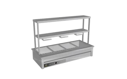 Culinaire Drop In Bain Marie with Double Gantry & Heat Lamps 6 Bay CH.BM.D.GDD.6. - Hospitality Connect