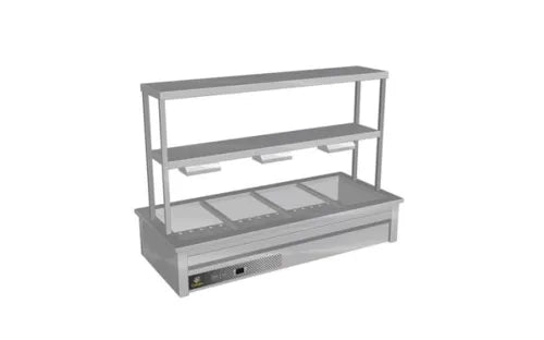 Culinaire Drop In Bain Marie with Double Gantry & Heat Lamps 8 Bay CH.BM.D.GDB.8. - Hospitality Connect