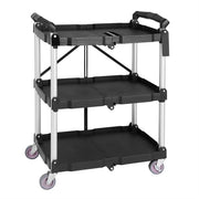 Vogue 3 Tier PP Folding Trolley Black - 835x645x405mm - Hospitality Connect