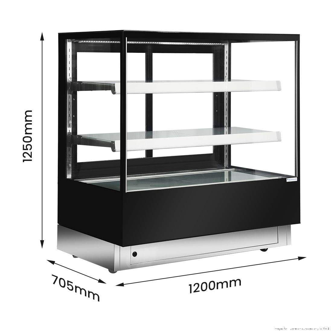 Bonvue 3-level square cake display lower base cold food display, 1200x705x1250mm, 240V