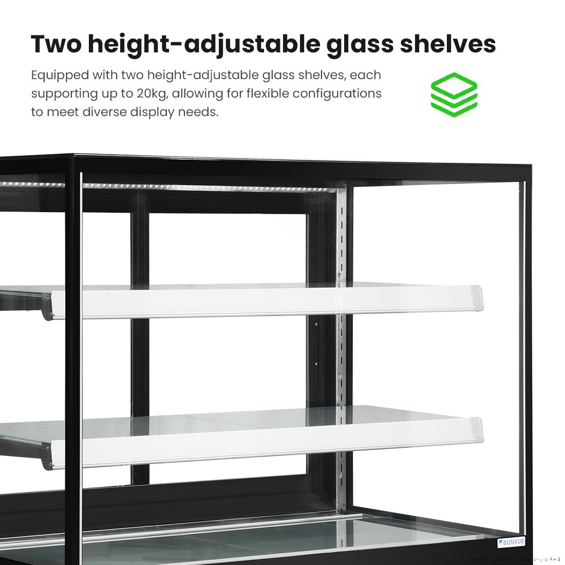 Bonvue 3-level square cold food display with lower base, 1200x705x1250mm, 240V CL1200-2S