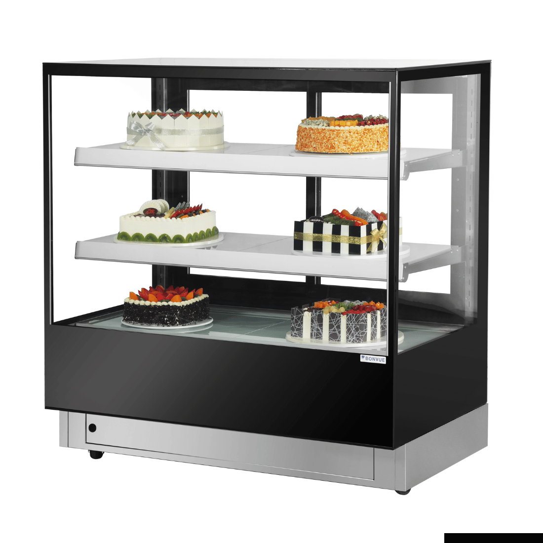 Bonvue 3-level square cold food display with lower base, 1200x705x1250mm, model CL1200-2S