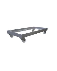 3Monkeez 40x40x3 stainless steel frame with 50mm polypropylene swivel castors, suitable for commercial kitchen equipment.