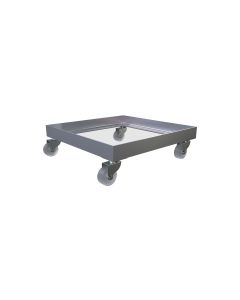 3Monkeez 40x40x3 stainless steel commercial kitchen frame with 50mm polypropylene swivel castors without brakes for M-PL-3S model.