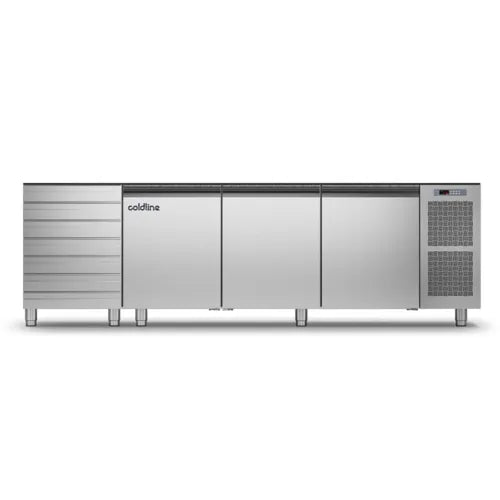 Coldline Pizza Prep Counters - 3 Door + Drawers without Display TZS17/1MC. - Hospitality Connect