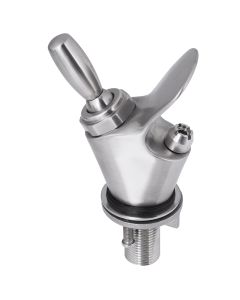 3Monkeez Compact Lever Handle Drinking Bubbler with ergonomic lever for easy water access, black finish, mounted on a stainless steel surface.