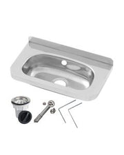 3Monkeez compact stainless steel hand basin with wall brackets, overflow kit, plug, and waste for bathroom or utility use