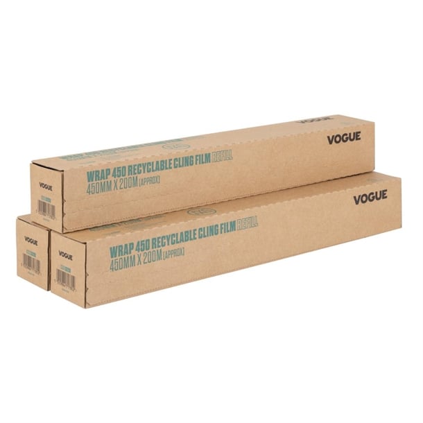 Vogue Recyclable Cling Film Refill for Vogue Wrap 450 Dispenser (Pack 3)