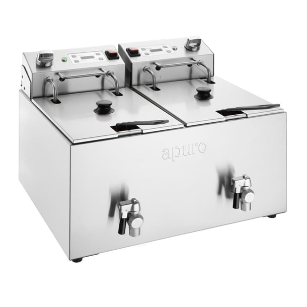 Apuro Double Electric Fryer with Timer - 2x8Ltr - 2x2.9kW