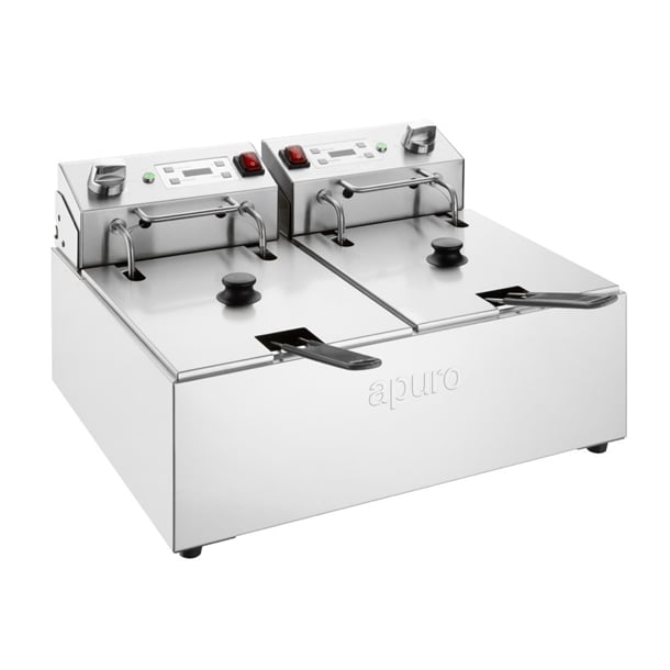 Apuro Double Electric Fryer with Timer - 5Ltr - 2x2.8kW - Hospitality Connect