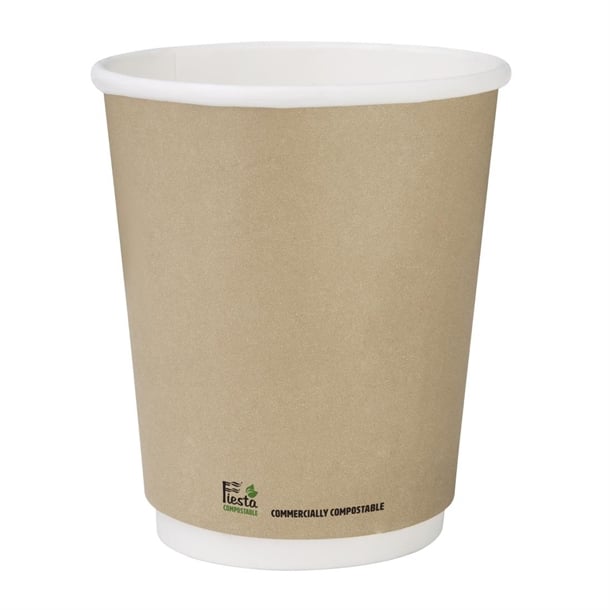 Fiesta Compostable Hot Cup Double Wall 'Kind' Kraft - 225ml (Box 500)