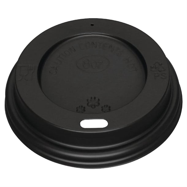 Fiesta Recyclable Lid For Hot Cups - Black - 340/455ml (Pack 50)