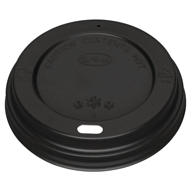Fiesta Compostable Lid for Hot Cups- Black 340/455ml (Sleeve 50)