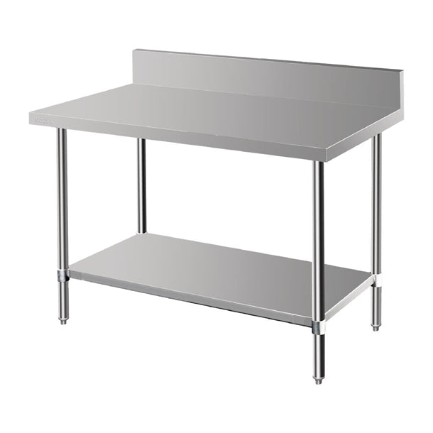 Vogue Premium 304 Stainless Steel Table with Upstand - 600x600x900mm - Hospitality Connect